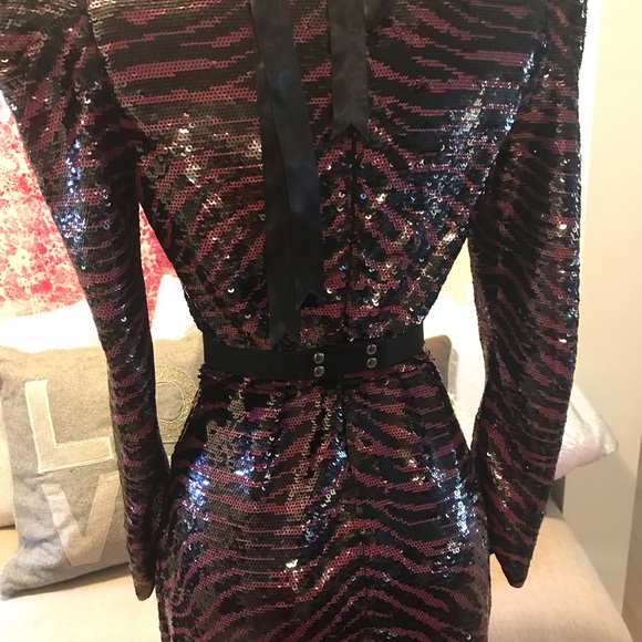 Stunning MICHEAL KORS pink / black zebra patterned sequin dress size s - Picture 5 of 10
